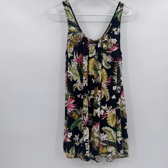 Rip Curl Dress Women XS Black Floral Sleeveless Tropical Rayon Short Beach - Picture 6 of 11